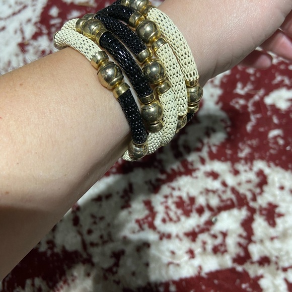 Black and White with Gold Tone Accents Bracelet - Picture 2 of 6
